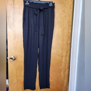 Women's Black Tie-Waist Pants